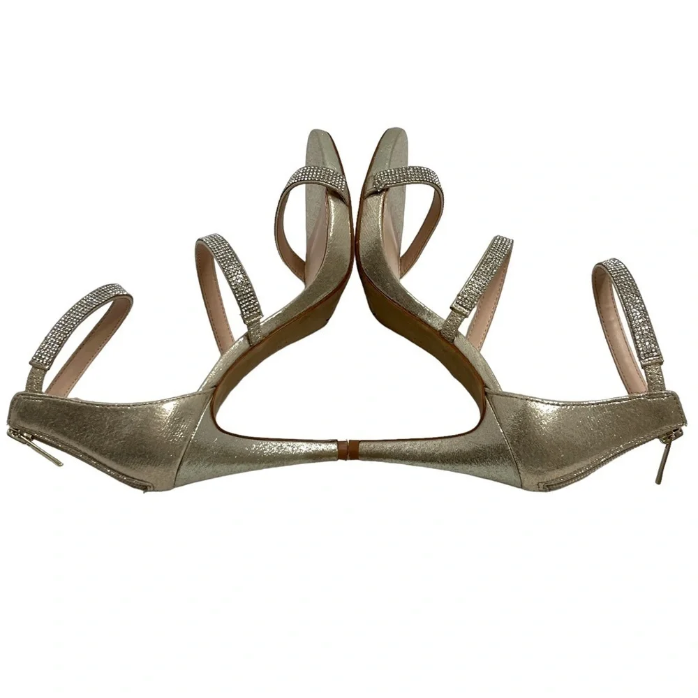 Kelly & Katie Courtnee Gold Sparkly Prom Wedding Heels Size 8 M